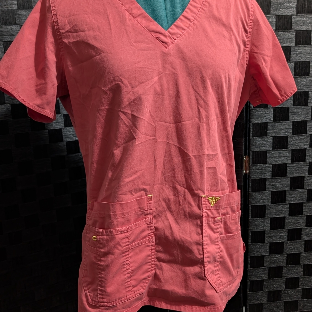 Med Couture Pink V-Neck Scrub Top